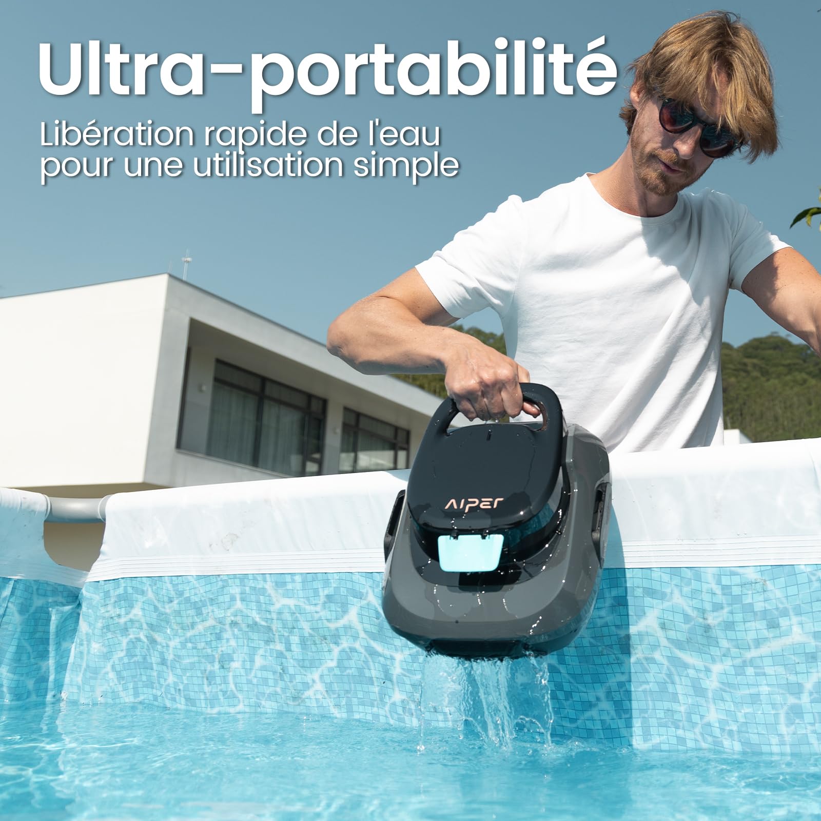 Robot de piscine sans fil Scuba SE pour nettoyage du fond avec autonomie 90 minutes stationnement automatique pour piscine hors sol jusqu'à 80 m²