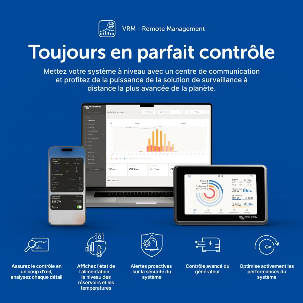 Contrôleur de charge solaire MPPT SmartSolar 100V 50A 12/24V Bluetooth pour système photovoltaïque avec suivi intelligent de puissance