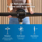 Ventilateur sans pales FlexBlade sur pied double direction oscillation 90° 5 vitesses minuterie télécommande magnétique