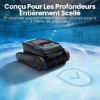 Robot de piscine sans fil PC10 pour nettoyage du fond des murs et de la ligne d'eau batterie 5200 mAh débit 18927 L/h