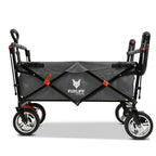 Faltbarer Bollerwagen FX-CT700 für 2 Kinder, grau, mit gepolstertem Innenraum, Sonnendach und Feststellbremsen, 75 kg Tragkraft