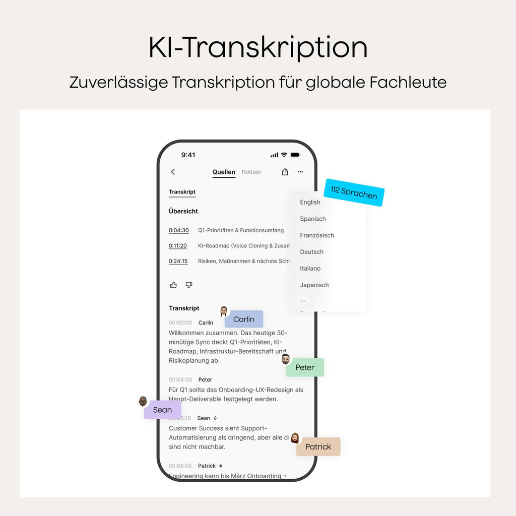KI-Diktiergerät Plaud Note mit 64 GB, 30 Std. Aufnahme und magnetischer Hülle in Schwarz