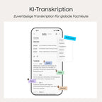 KI-Diktiergerät Note Pro 64 GB 50 Std. Akkulaufzeit 4 MEMS- und 1 VPU-Mikrofon mit KI-Beamforming Magnet-Case und Ladekabel