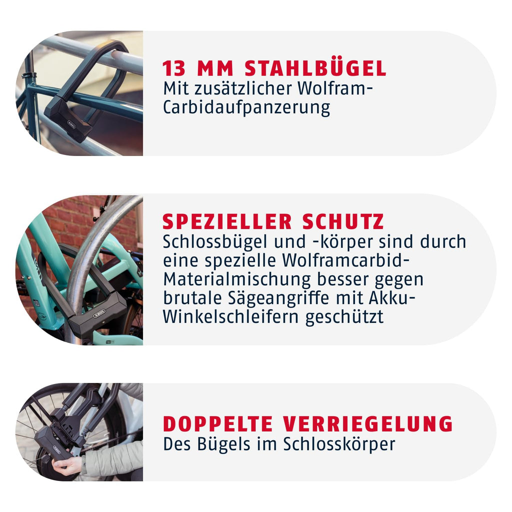 Fahrrad Bügelschloss Granit Super Extreme 2500/165HB230 20 mm Vierkantbügel Sicherheitslevel 15 mit 2 Schlüsseln