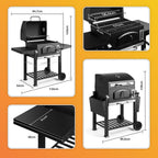 Barbecue charbon XL avec couvercle grill et fumoir 2 en 1 grille en fonte thermomètre intégré