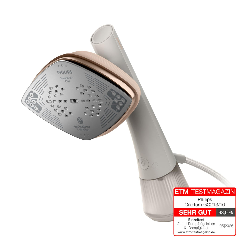 2-in-1 Bügeleisen und Dampfbürste OneTurn, 1800 W, mit StyleMat und hitzebeständigem Dock, weiß