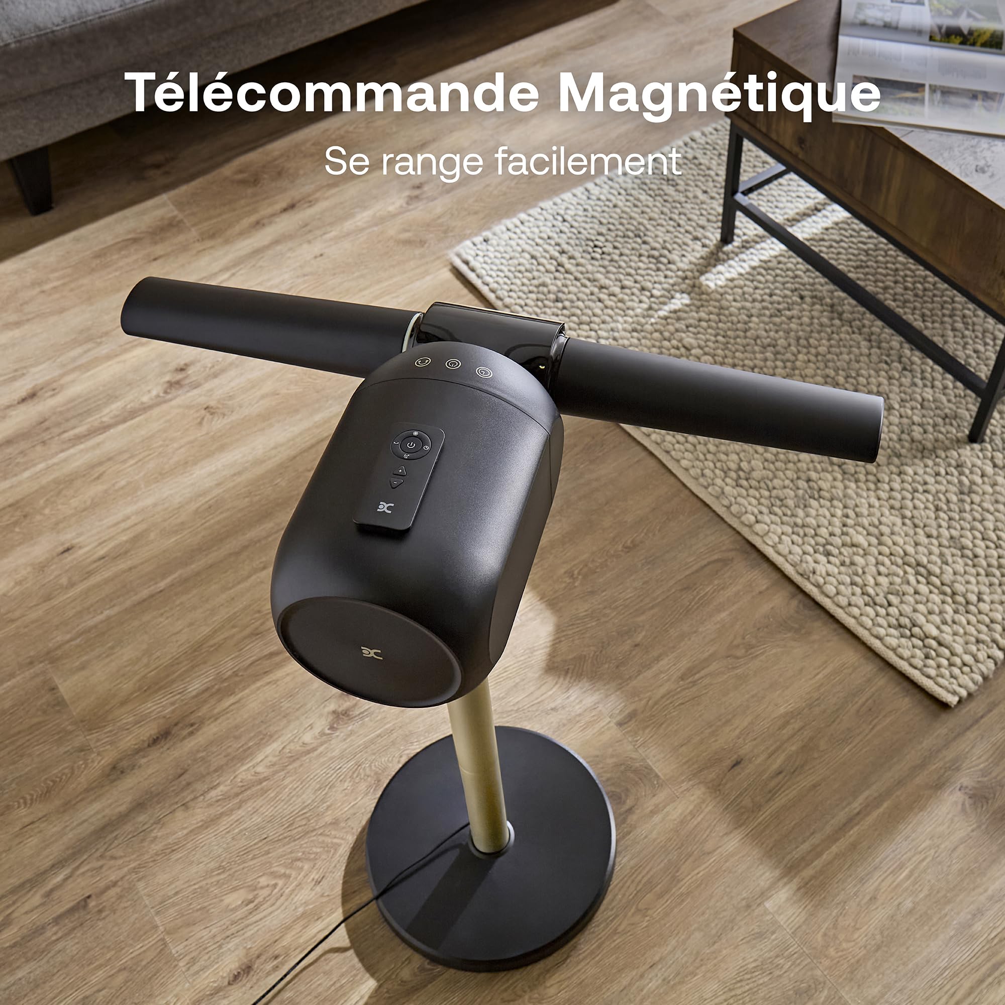 Ventilateur sans pales FlexBlade sur pied double direction oscillation 90° 5 vitesses minuterie télécommande magnétique