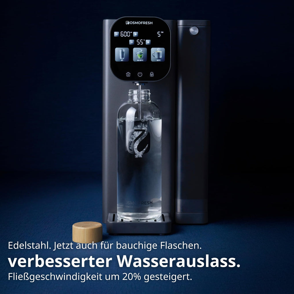 Auftisch Osmoseanlage Fusion Air mit Heißwasserspender 4,7-L-Tank UV-C LED 10-Stufen-Filterung Mineralisierung