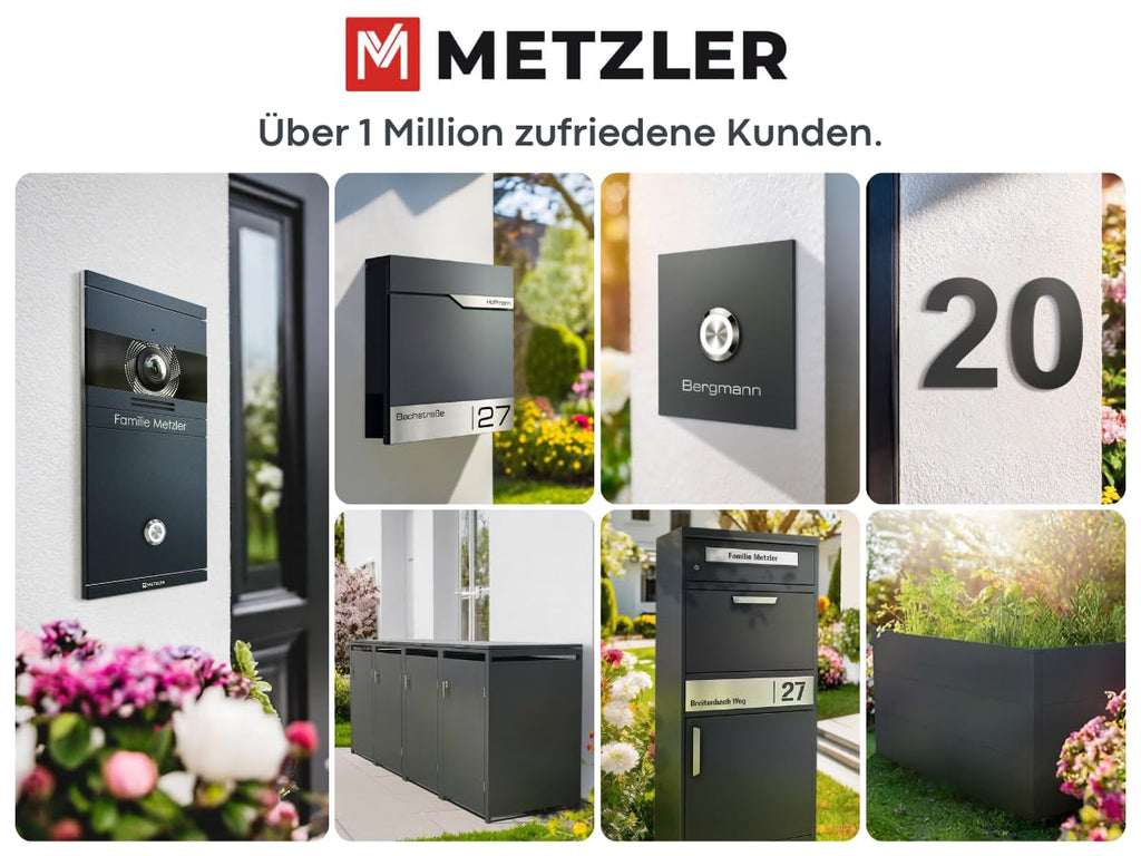 Paketbox mit Briefkasten Bispo 2 in Anthrazit, abschließbarer Standbriefkasten aus Edelstahl mit Paketfach und Gravur