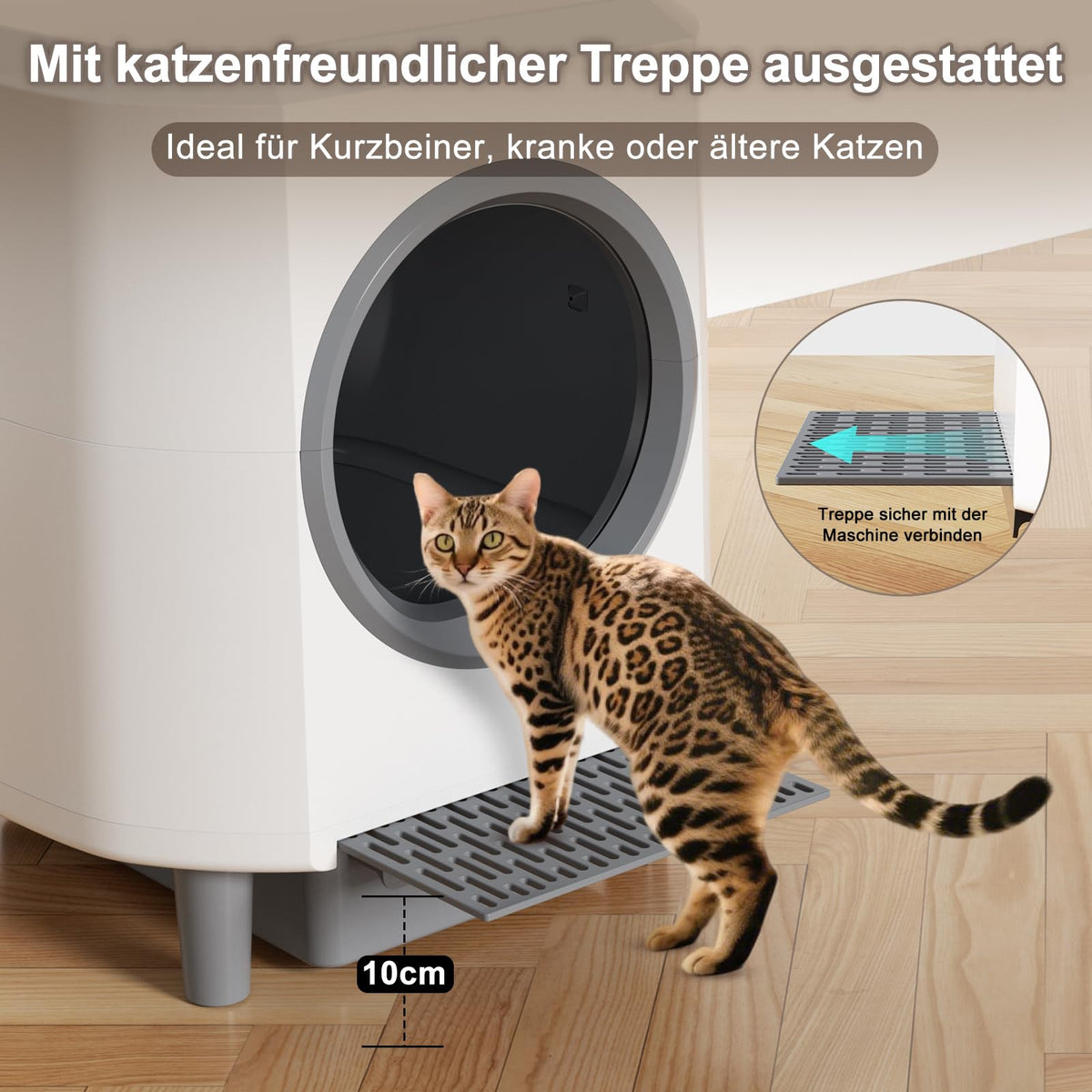 Selbstreinigende Katzentoilette 90 L für mehrere Katzen mit App-Steuerung und Geruchskontrolle