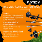 Benzin Motorsense 5in1 Multitool 52 ccm 3 PS mit Heckenschere, Hochentaster, Doppelfadenkopf und 3-Zahn-Messer