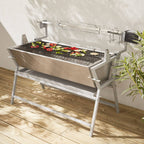 Rôtissoire électrique Mathurin Inox avec tournebroche inclinable 15 W pour barbecue charbon cuve inox