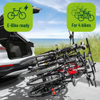 Porte-vélos d'attelage 11556 pour 4 vélos pliable avec fixation attelage prise 13 broches charge maximale 60 kg