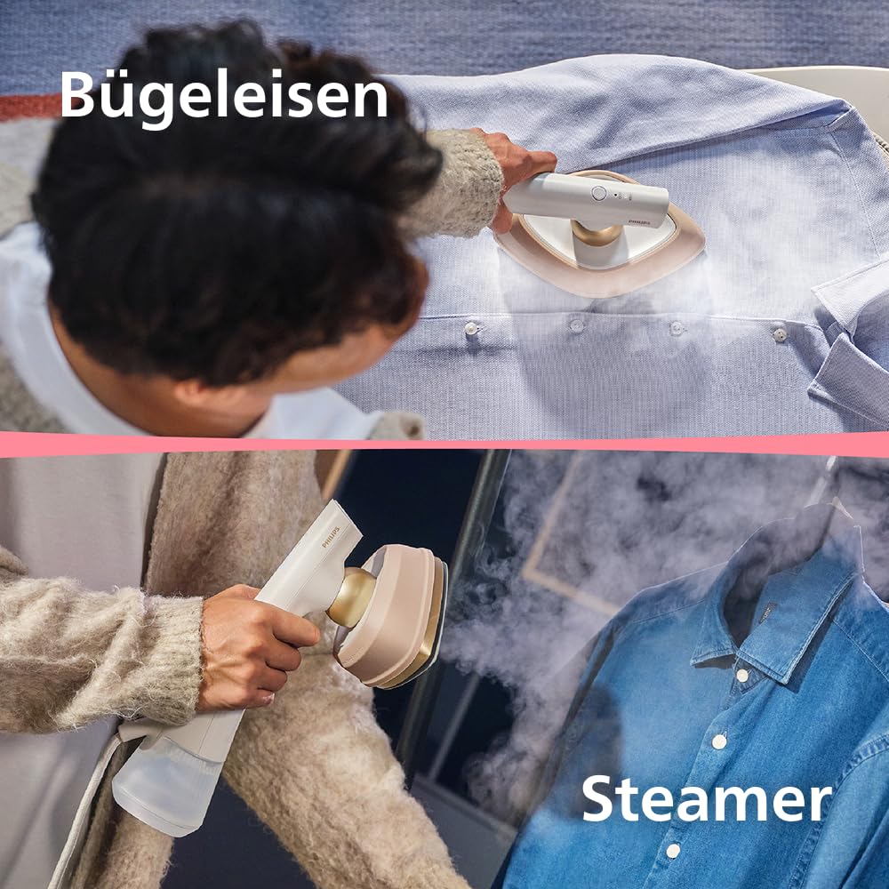 2-in-1 Bügeleisen und Dampfbürste OneTurn, 1800 W, mit StyleMat und hitzebeständigem Dock, weiß