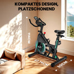 Heimtrainer Fahrrad mit 0-100% Widerstand, LCD-Display und Tablet-Halterung, bis 160 kg, 15 kg Schwungrad