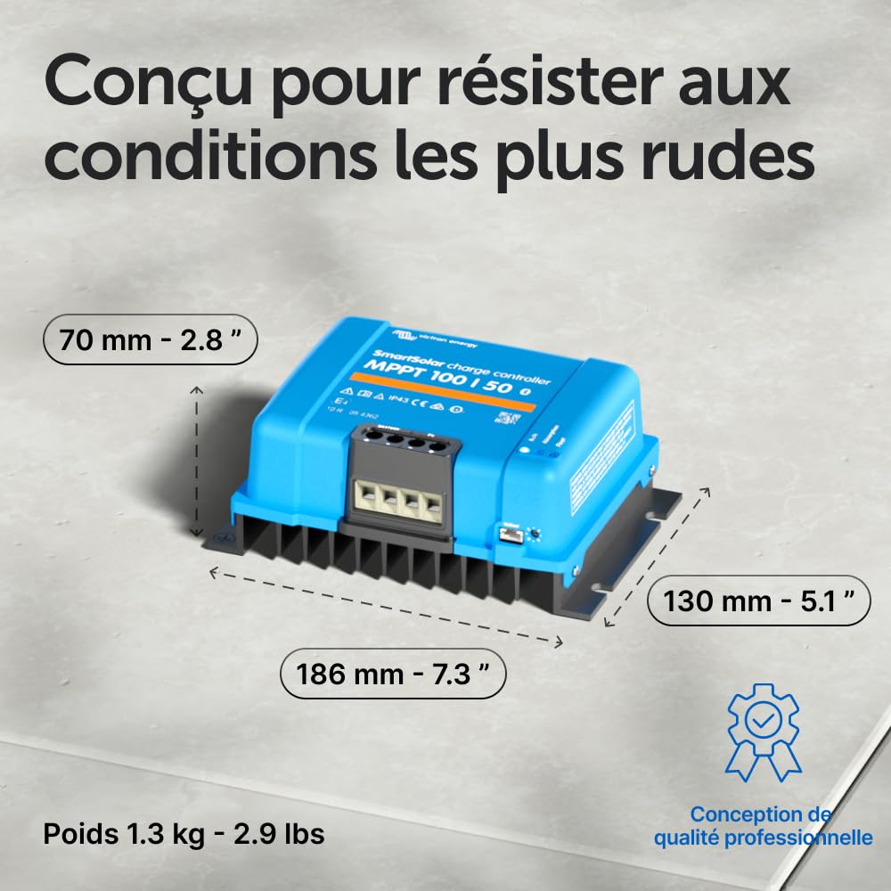 Contrôleur de charge solaire MPPT SmartSolar 100V 50A 12/24V Bluetooth pour système photovoltaïque avec suivi intelligent de puissance