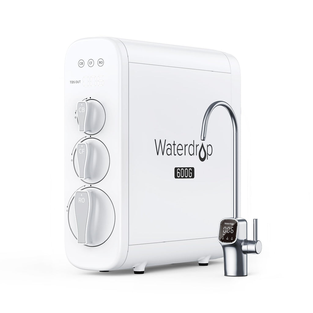 Umkehrosmoseanlage G3P600, 600 GPD, tanklos, mit Smart-Display-Wasserhahn und drei Filtern