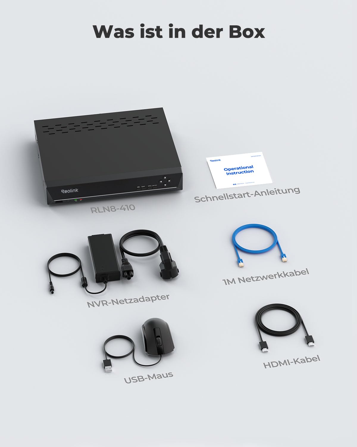 8-Kanal-PoE-NVR Überwachungsrekorder mit 2TB Festplatte, RLN8-410, für bis zu 12 Kameras