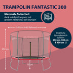 Gartentrampolin mit Sicherheitsnetz und extra breiter Randabdeckung, rund, für Kinder und Erwachsene bis 100 kg