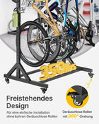 Freistehender Fahrradständer für 5 Fahrräder, Schwerlast bis 160 kg, höhenverstellbar mit Rollen
