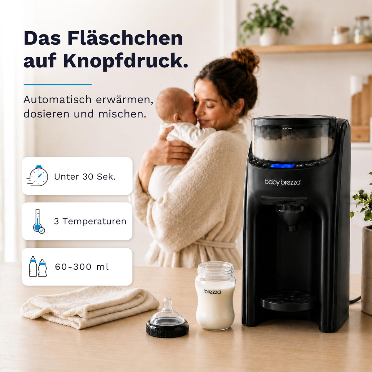 Automatischer Flaschenzubereiter Formula Pro Advanced, bereitet 60–300 ml in 30-ml-Schritten mit 22 °C, 37 °C oder 40 °C zu