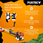 Débroussailleuse thermique FX-PS162 62 cm³ 3,5 CV système antivibration 2 en 1 coupe bordure tête fil et lame 3 dents