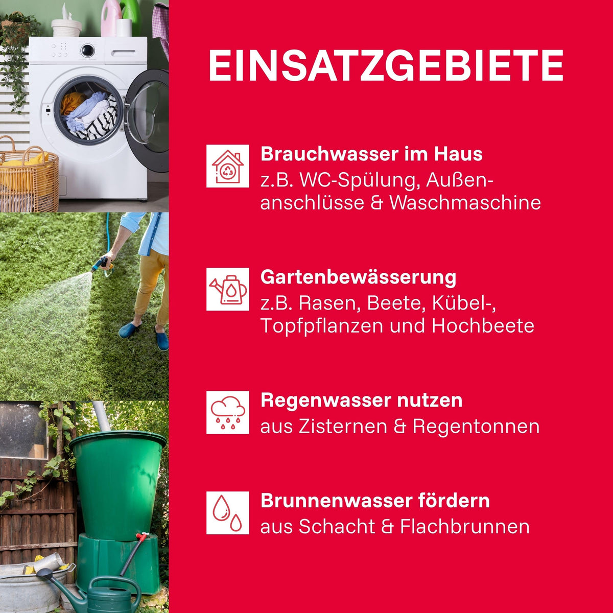 Hauswasserwerk 1200 W 4350 l/h 5 bar mit 22 L Edelstahl-Druckkessel 50 m Förderhöhe 230 V