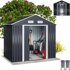Abri de jardin métal XL avec fondation porte coulissante rangement extérieur 200 x 135 x 190 cm 2 m²