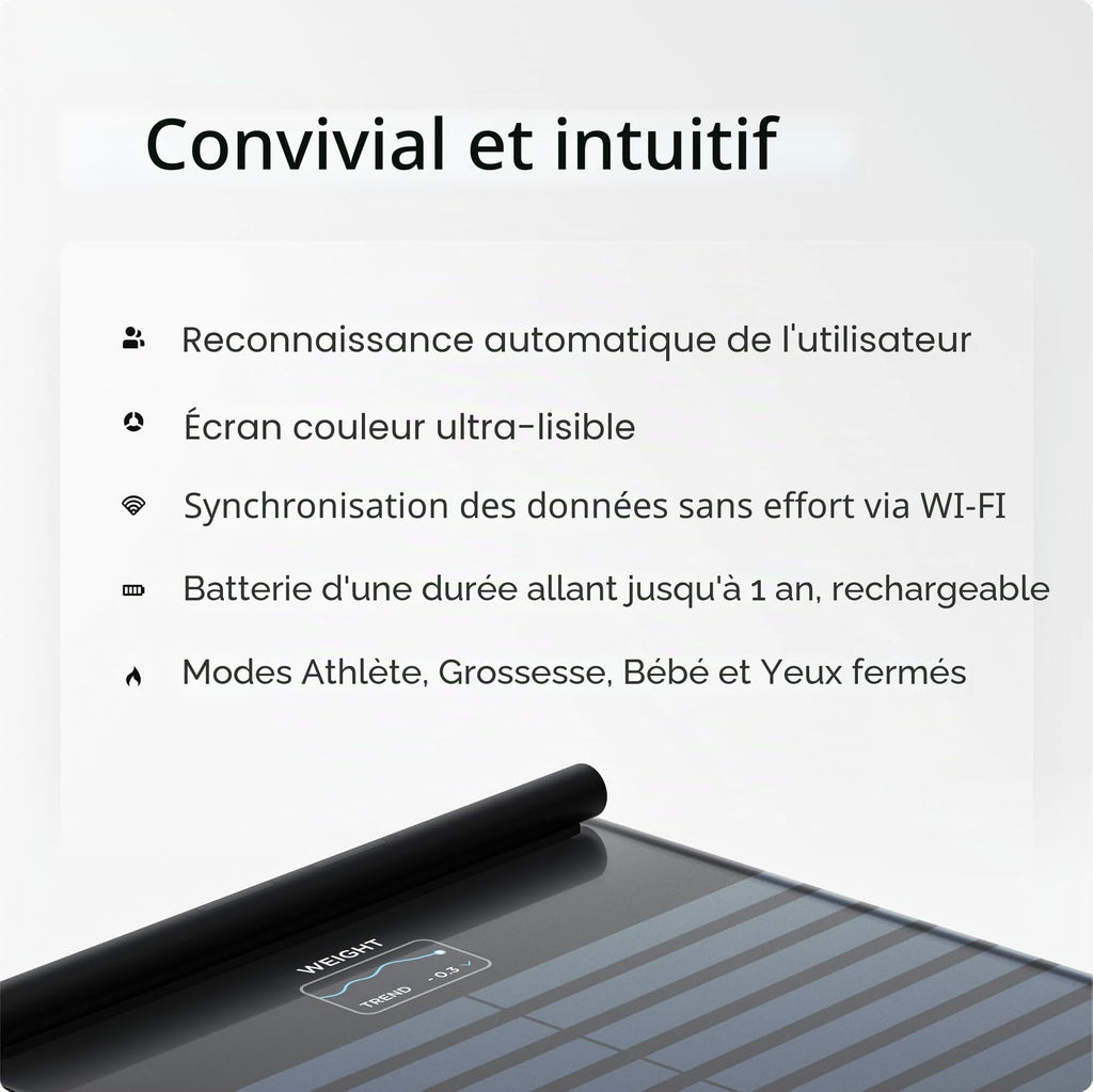 Balance connectée Body Scan BIA segmentaire ECG 6 dérivations WiFi Bluetooth analyse corporelle