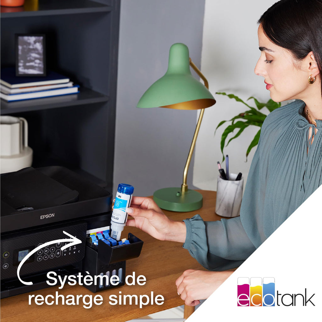 Imprimante multifonction A4 EcoTank ET-4800 Wi-Fi avec réservoirs d'encre chargeur automatique de documents et fonction impression copie scan