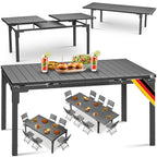 Ausziehbarer Gartentisch 180 bis 240 x 90 cm für 6 bis 8 Personen mit Stahlgestell und HDPE-Tischplatte