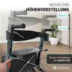 Outdoor-Rollator mit Luftbereifung, faltbar für Draußen, bis 136 kg, Sitz und Rückenlehne