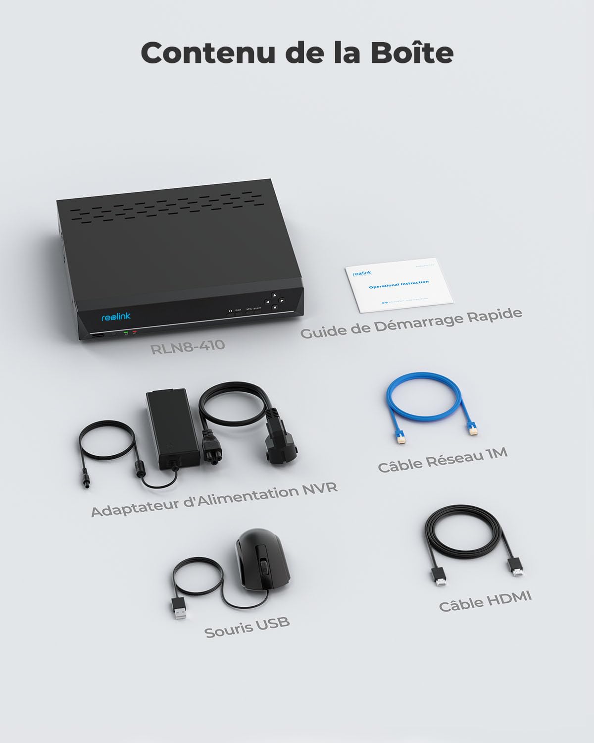 4K PoE NVR RLN8-410 8 canaux avec disque dur 2 To enregistreur vidéo réseau pour caméras IP PoE jusqu'à 8MP