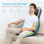 Shiatsu-Massagesitzauflage für Rücken und Nacken mit Wärme, 2D/3D-Knetmassage und Luftkompression