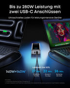 Powerbank 26250 mAh 300 W Maximalleistung 140 W USB-C Schnellladung bidirektionales Laden mit Display 99,75 Wh