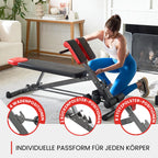 Multifunktionale Hantelbank mit Bauch- und Rückentrainer, 8-fach verstellbar, inkl. Übungsposter