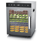 Dörrautomat aus Edelstahl mit 12 Gitterrosten, 800 W, 30-90 °C, 12 Einlegetabletts mit insgesamt 10.000 cm², für Obst, Fleisch und Pilze