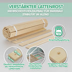 Bodenbett 120x200 cm aus Kiefernholz in Weiß mit abnehmbarem Rausfallschutz und Roll-Lattenrost, bis 200 kg belastbar