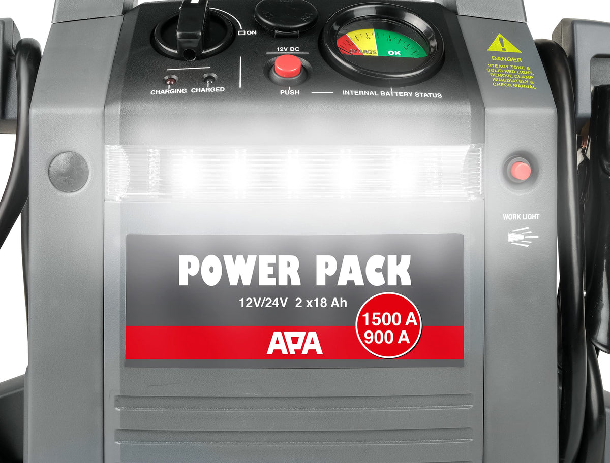 Power Pack 12/24 V Starthilfe 900 A mit Lithium-Ionen-Akku Überladungsschutz Ladezustandsanzeige und Tragegriff
