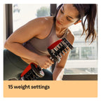 Verstellbare Hantel mit 15 Gewichtsstufen von 2 bis 24 kg, SelectTech Drehgriff-System und Ablageschale für Krafttraining zuhause