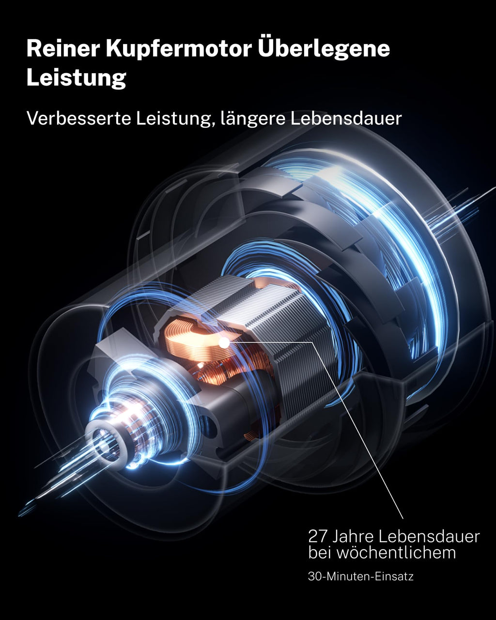 Hundefön mit 120 m/s Luftgeschwindigkeit, 43 dB, 3 Temperaturstufen und 99-stufiger Gebläseregelung, inklusive 3 Aufsätze