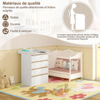 Table à langer bébé avec commode 4 tiroirs en bois d’ingénierie 80x75x109,2 cm avec rangement intégré