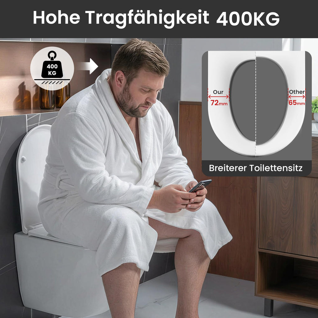 Spülrandloses Wand-WC CD-DT001, 48 cm Hänge-WC aus Keramik mit 360° Tornado-Spülung, Soft-Close UF-Sitz und 3–4,5 L Wasserverbrauch