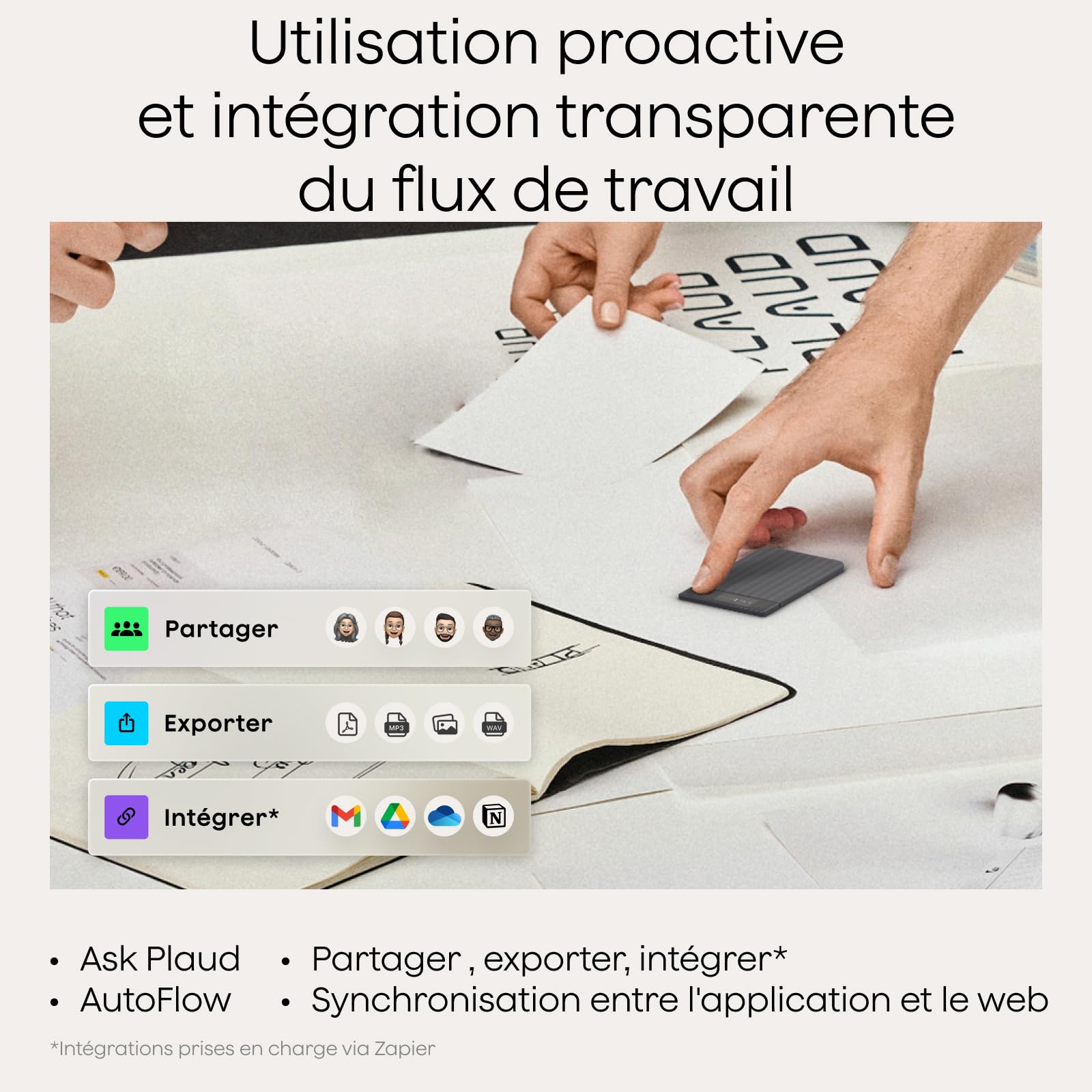 Enregistreur vocal IA Note Pro avec transcription automatique 64 Go Bluetooth 50 h d'enregistrement étui magnétique inclus