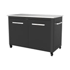 Outdoor-Gartenschrank mit Edelstahl-Arbeitsplatte, 2 Türen und 4 Rollen, 127 x 67 x 90 cm