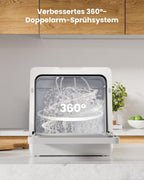 Tischgeschirrspüler mit Wasserenthärter und 5-Liter-Wassertank, 8 Spülprogramme und 18 Stunden Startverzögerung, weiß