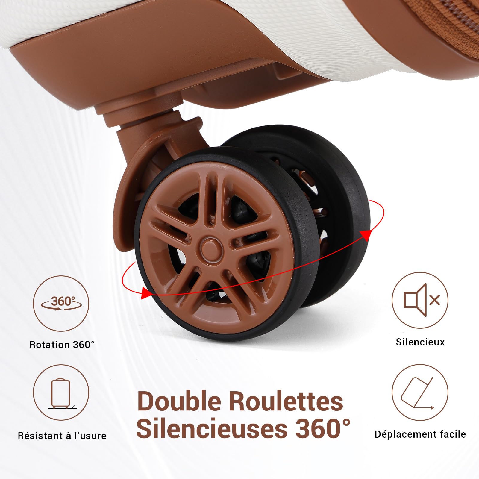Set de 6 valises rigides de voyage 55 65 74 cm 4 roulettes avec vanity case et sac de voyage pliable