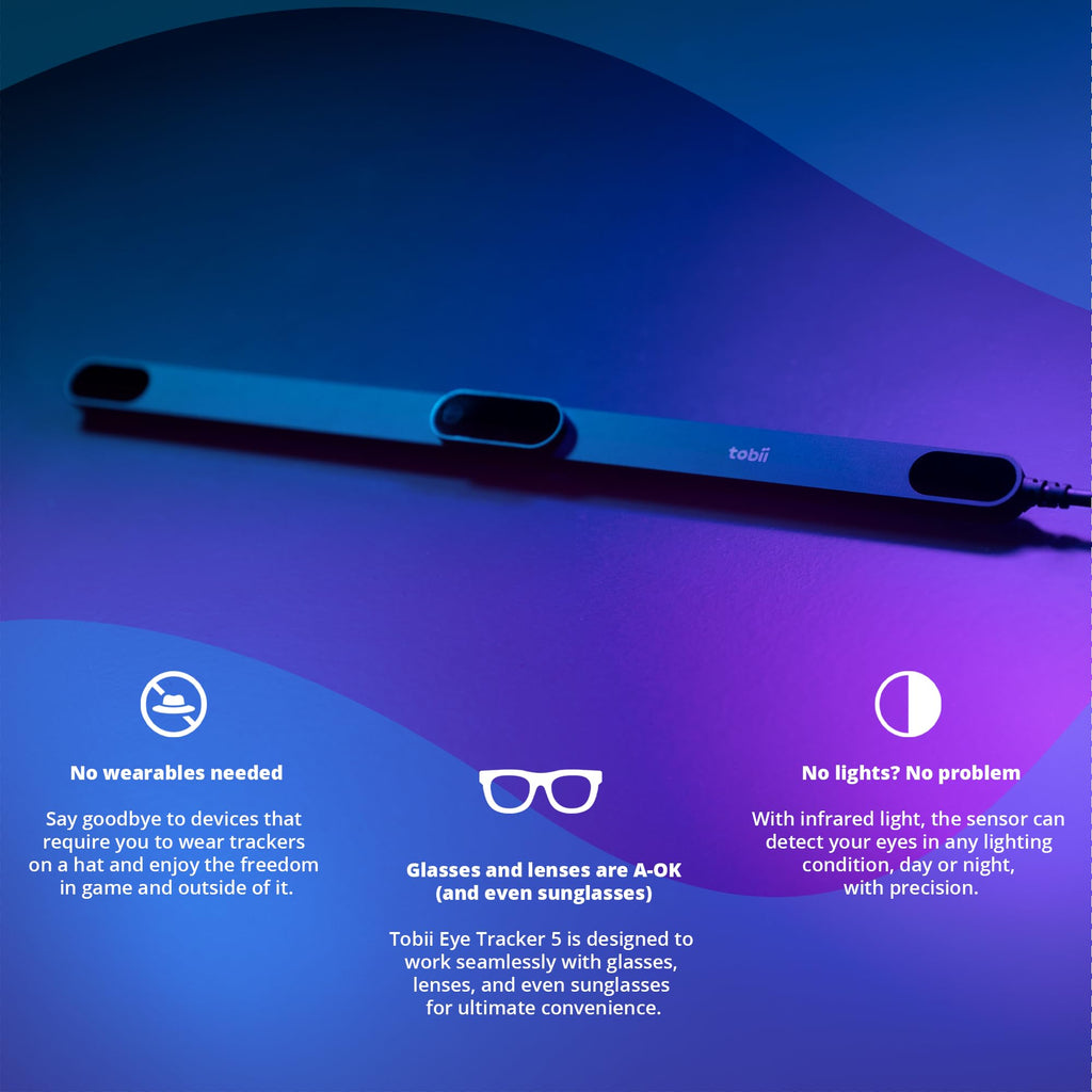 Eye Tracker 5 mit Kopf- und Augensteuerung, Windows Hello, für flache und gebogene Monitore