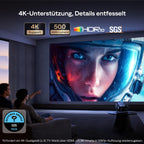 Tragbarer Smart Beamer mit Google TV, 1080p, 4K unterstützt, 500 ANSI Lumen und 20-W-Dolby-Audio