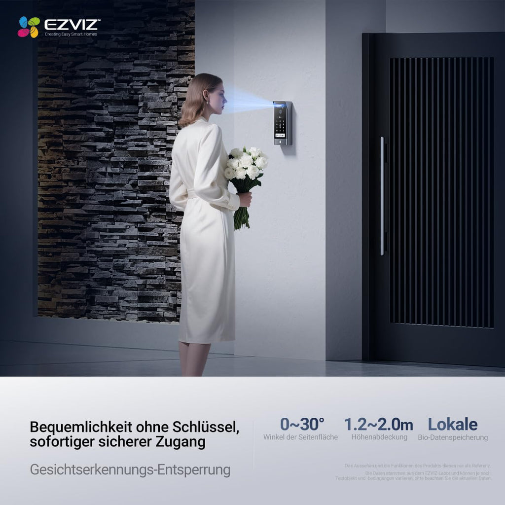 Video-Türsprechanlage 4K mit 8 Zoll Touchscreen 2-Wege-Audio 7-in-1-Zutrittskontrolle Gesicht Handfläche RFID QR-Code Passwort